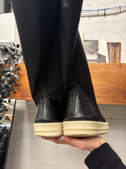 Rick Owens ‘Sock Runner’ Black Lambskin Leather ‘Ramones’ Low Top Sneakers