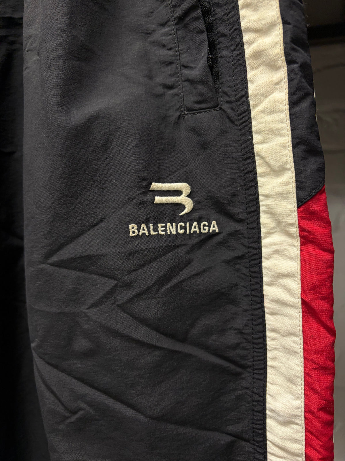 2020 Balenciaga ‘Sporty-B Logo’ Black/Red Oversized Track Pants