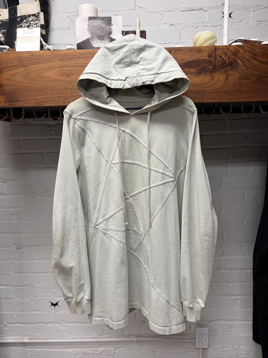 SS2019 Rick Owens ‘Babel’ Geometric ‘Oyster’ Drawstring Hoodie