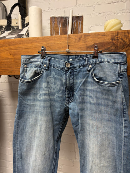 Billionaire Boys Club ‘Running Dog’ Washed Blue Wide Baggy Denim