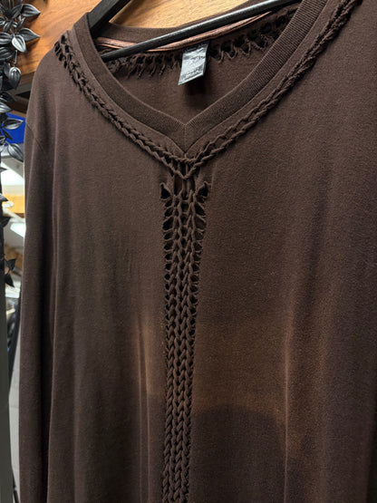 SS2007 Number (N)ine Rope Woven ‘Sun Faded’ Brown Long Sleeve Shirt