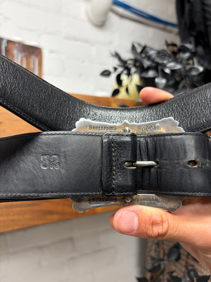 Chrome Hearts ‘Filigree Buckle’ .925 Silver Black Leather Belt