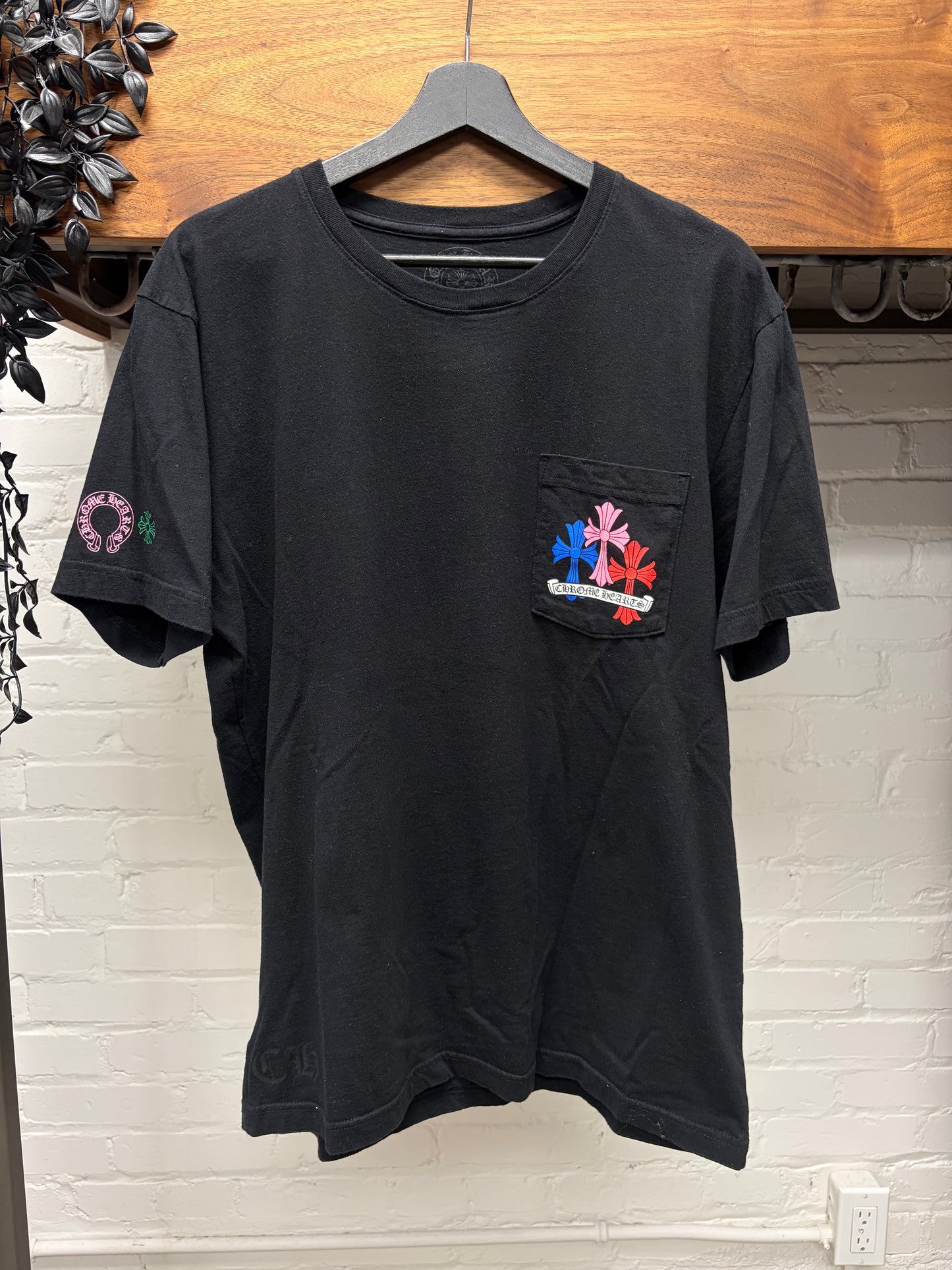 Chrome Hearts Multi-Color ‘Cemetery Cross’ Black Short Sleeve Shirt