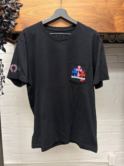 Chrome Hearts Multi-Color ‘Cemetery Cross’ Black Short Sleeve Shirt