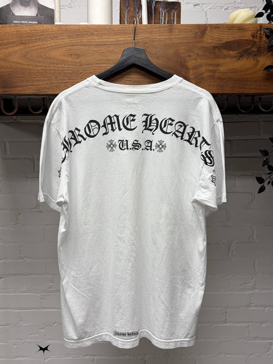 Chrome Hearts ‘Script Logo’ White Cotton Pocket T-Shirt