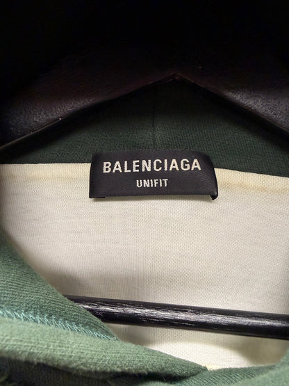2021 Balenciaga ‘Caps’ Destroyed Green/White Logo Heavy Cotton Hoodie