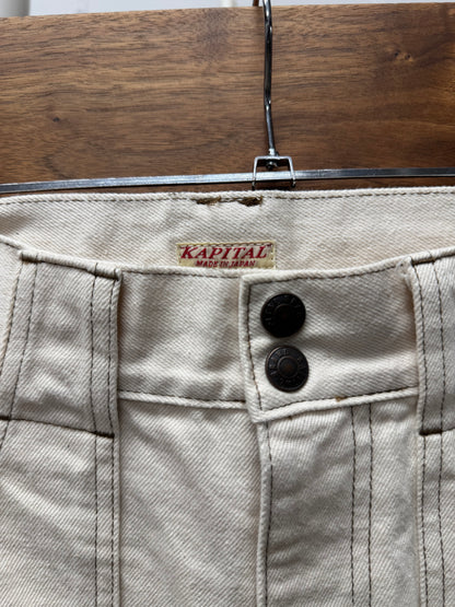 Kapital ‘Windowpane’ 14oz Front Pocket Flared Denim
