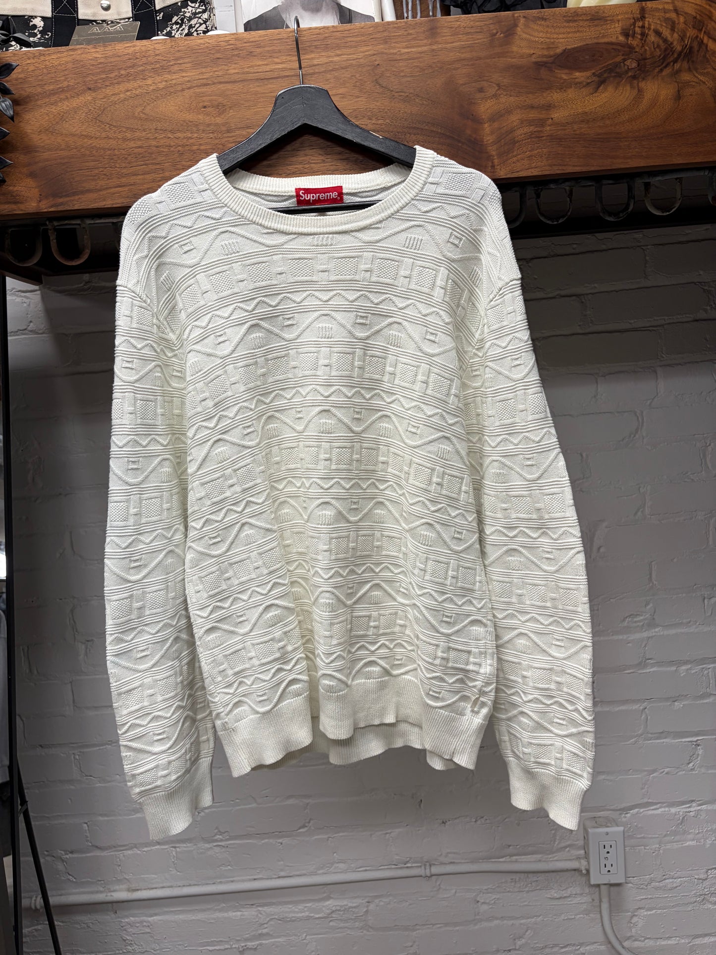 SS2014 Supreme Cream White ‘Jacquard’ Knit Sweater