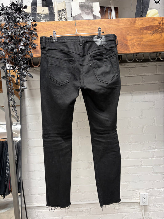 Number (N)ine ‘Crying Heart’ Leather Patch Darted Black Skinny Jeans