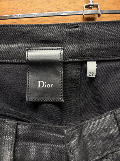 AW2007 Dior Homme by Hedi Slimane ‘Navigate’ Waxed Black Skinny Jeans