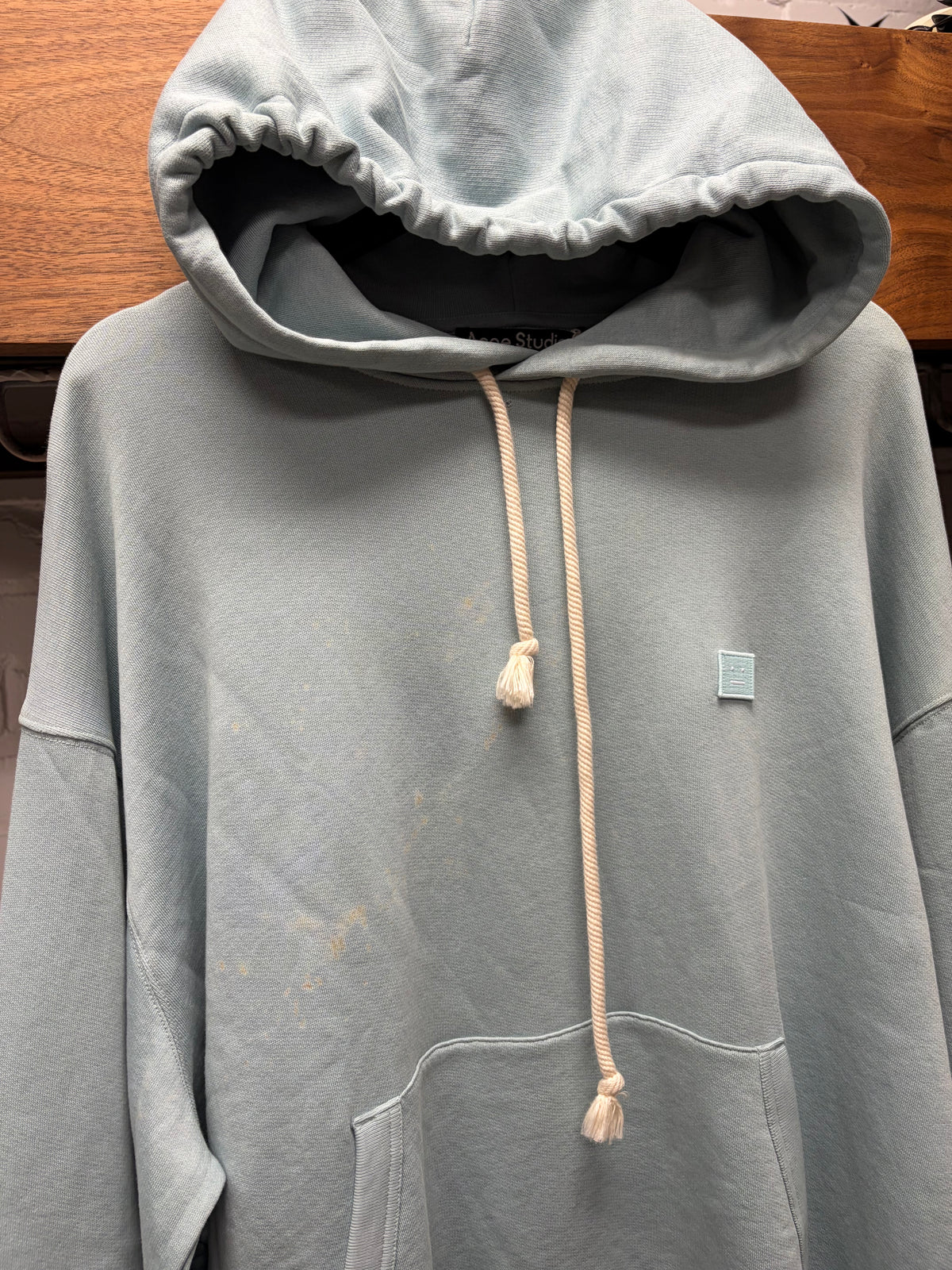 Acne Studios Ice Blue French Terry Cotton ‘Face Logo’ Hoodie