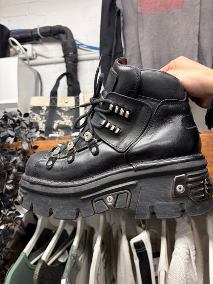 New Rock ‘M-220-C2’ Leather Platform Sole Ankle Boots