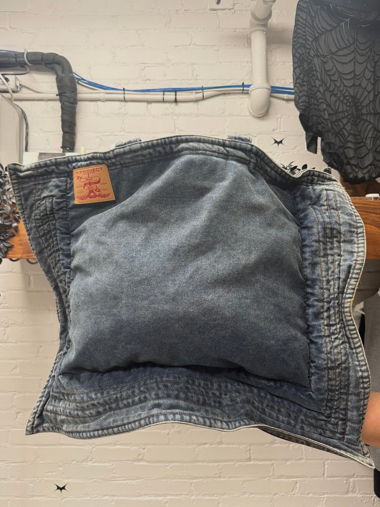 Y Project ‘Maxi Cabas’ Metal Wire Structured Denim Tote Bag