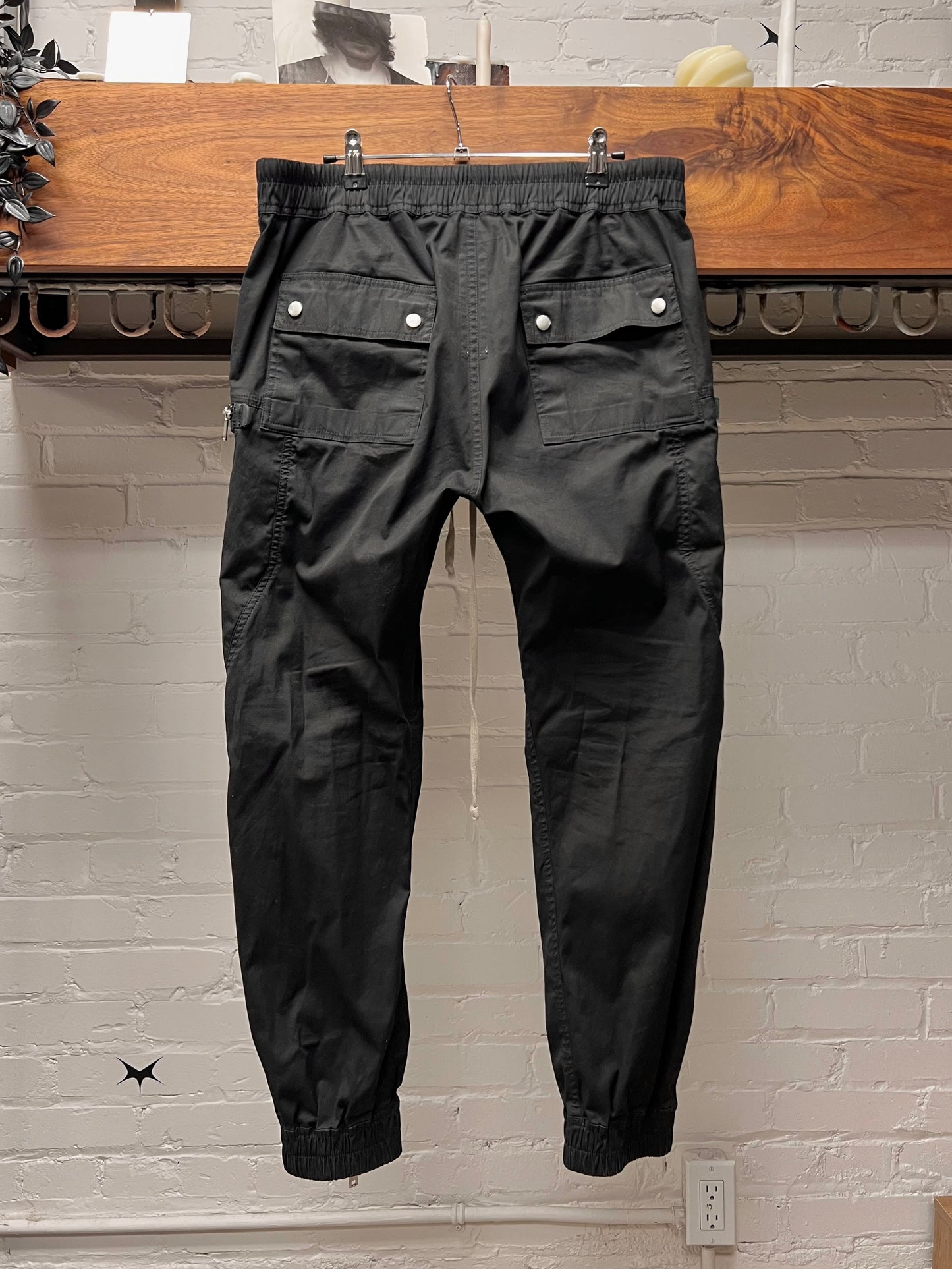 Rick Owens ‘Bauhaus’ Black Drawstring Cargo Jogger Pants