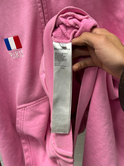 2022 Balenciaga Pink ‘Polo’ Zip Up Oversized Hoodie
