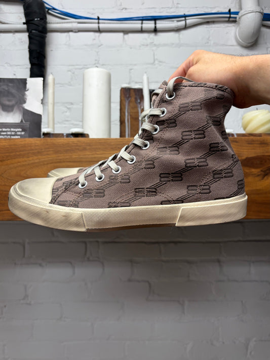 Balenciaga ‘Paris’ BB Monogram Canvas High Top Sneakers