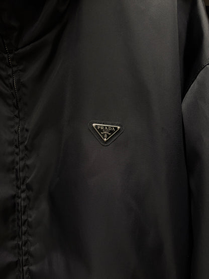 Prada Re-Nylon Hooded Black Zip-Up Shell Jacket