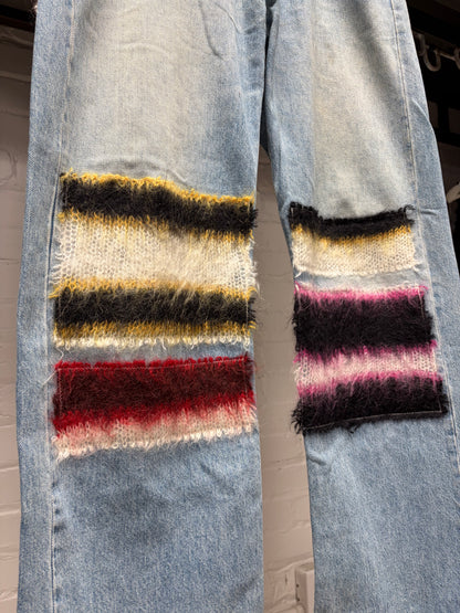 Marni Mohair Patch Straight Leg Washed Blue Denim