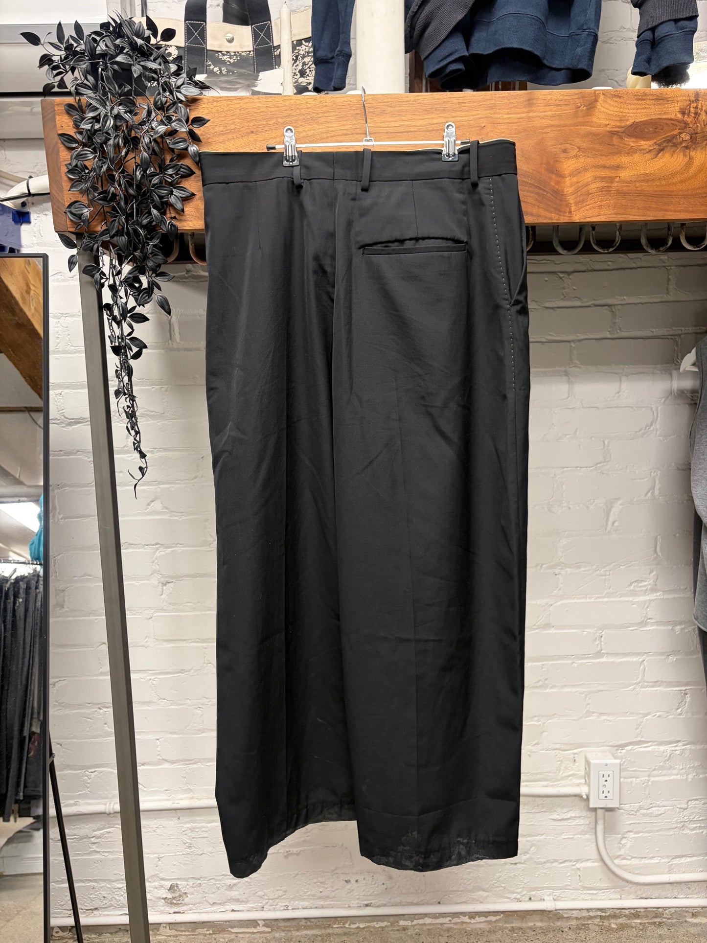 Acne Studios ‘Pommy’ Black Satin Pleated Wide Leg Trousers