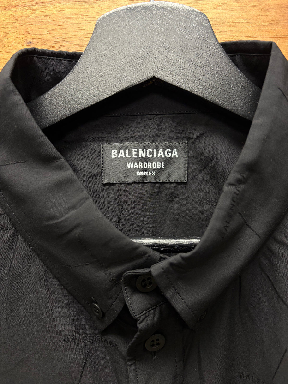 2021 Balenciaga ‘Subtle Monogram’ Black Oversized Short Sleeve Button Up Shirt
