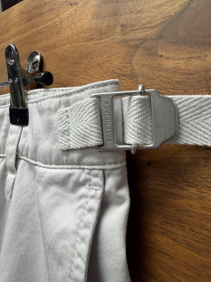 2023 Balenciaga Wide Leg Light Grey Pants with Buckle Adjustable Waistband