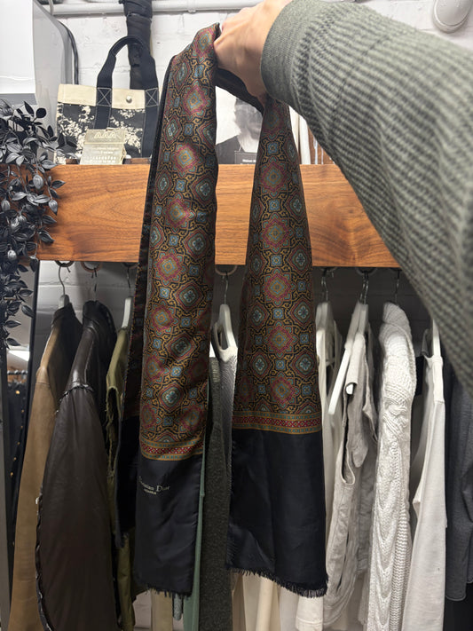 Vintage 90s Christian Dior Patterned Silk Scarf