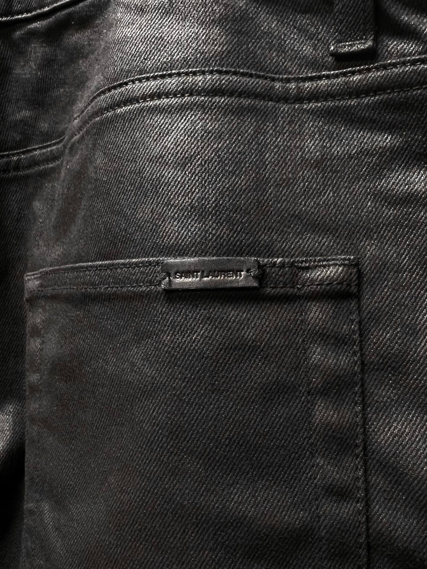 2020 Saint Laurent ‘D02’ Waxed Black Skinny Jeans