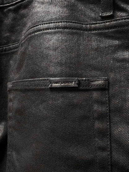 2020 Saint Laurent ‘D02’ Waxed Black Skinny Jeans