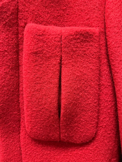 Raf Simons Cherry Red Wool Full Length Trench Coat