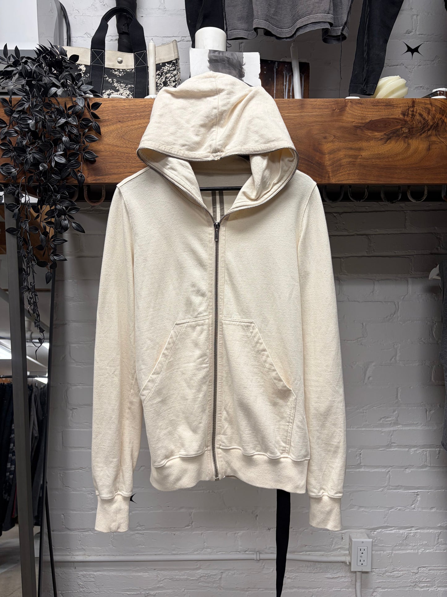 Rick Owens ‘DRKSHDW’ Milk White ‘Gimp’ Full-Zip Hoodie