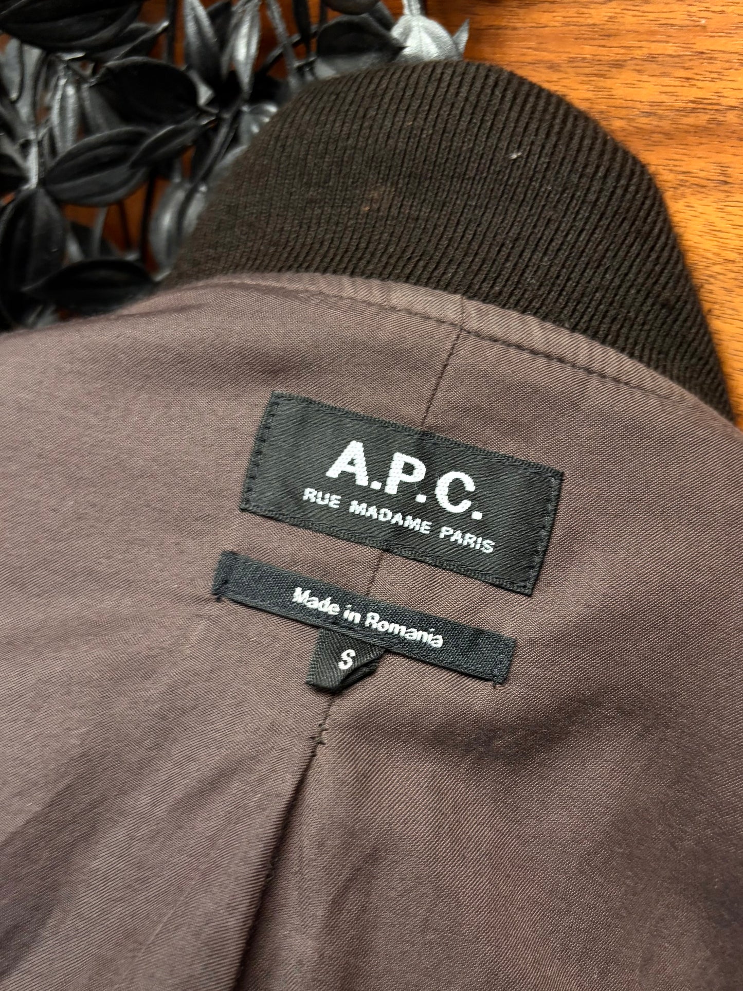 A.P.C. Dark Brown Velvet Bomber Jacket
