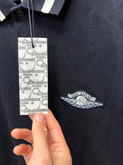 Dior x Air Jordan Navy/White Crest Logo Polo