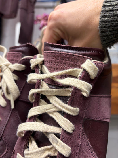 Maison Margiela G.A.T. Dark Red Suede/Gum Sole Low Top Sneakers