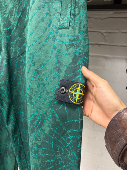 AW2023 Supreme x Stone Island Dark Green Spider Web Sweatpants