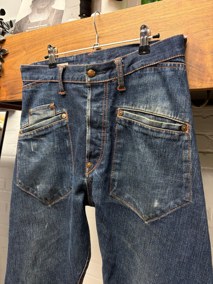 Evisu Genes ‘Osaka’ Blue Raw Washed Embroidered Logo Denim