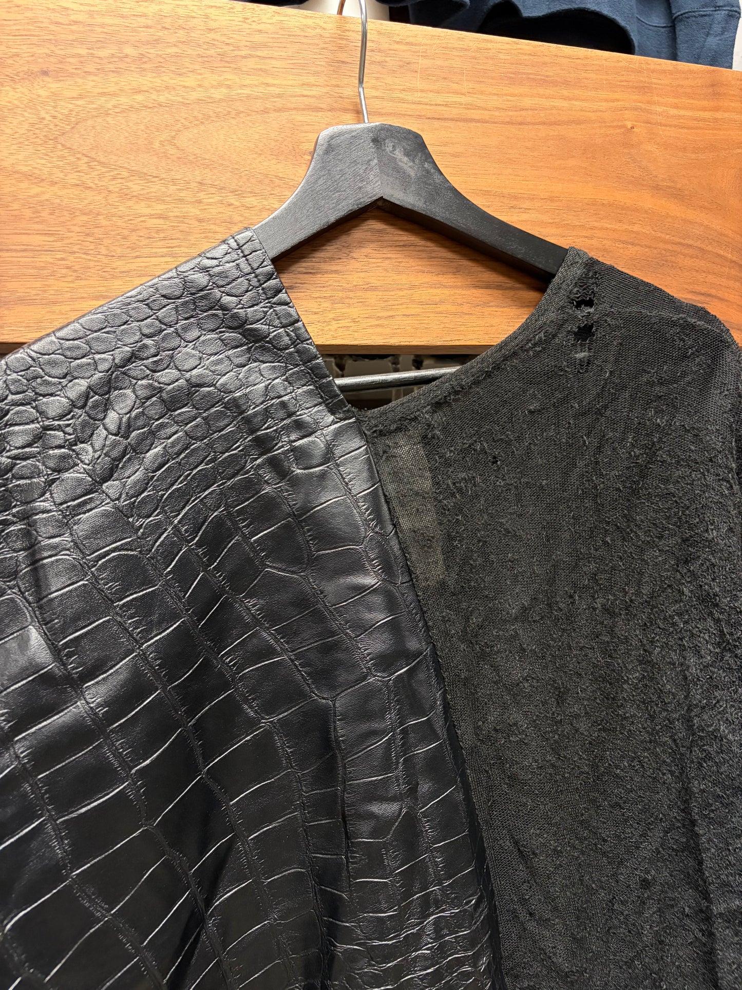 2024 Junya Watanabe Crocodile Embossed Leather Hybrid Cardigan