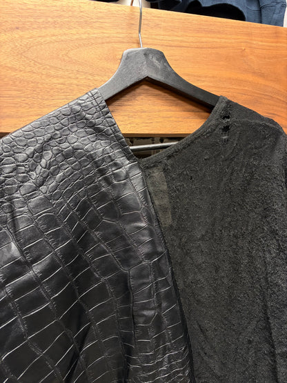 2024 Junya Watanabe Crocodile Embossed Leather Hybrid Cardigan