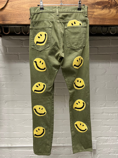 Kapital ‘Smiley’ Green Graphic Denim