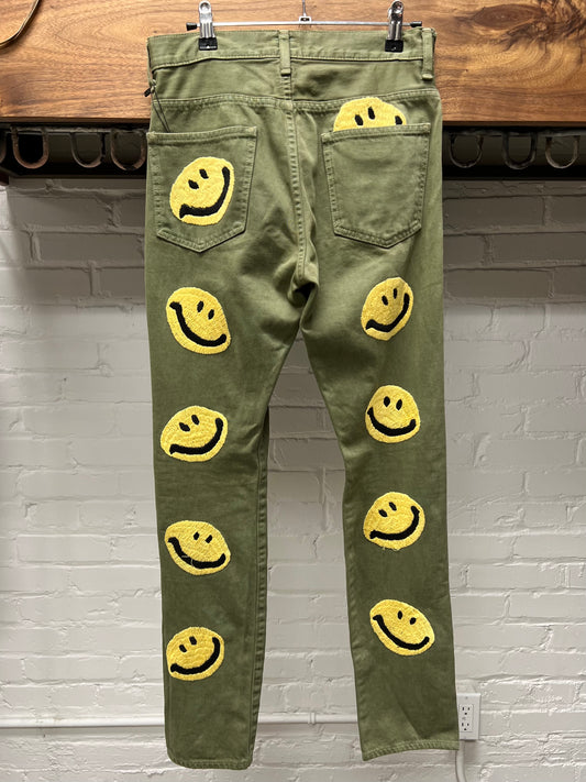 Kapital ‘Smiley’ Green Graphic Denim
