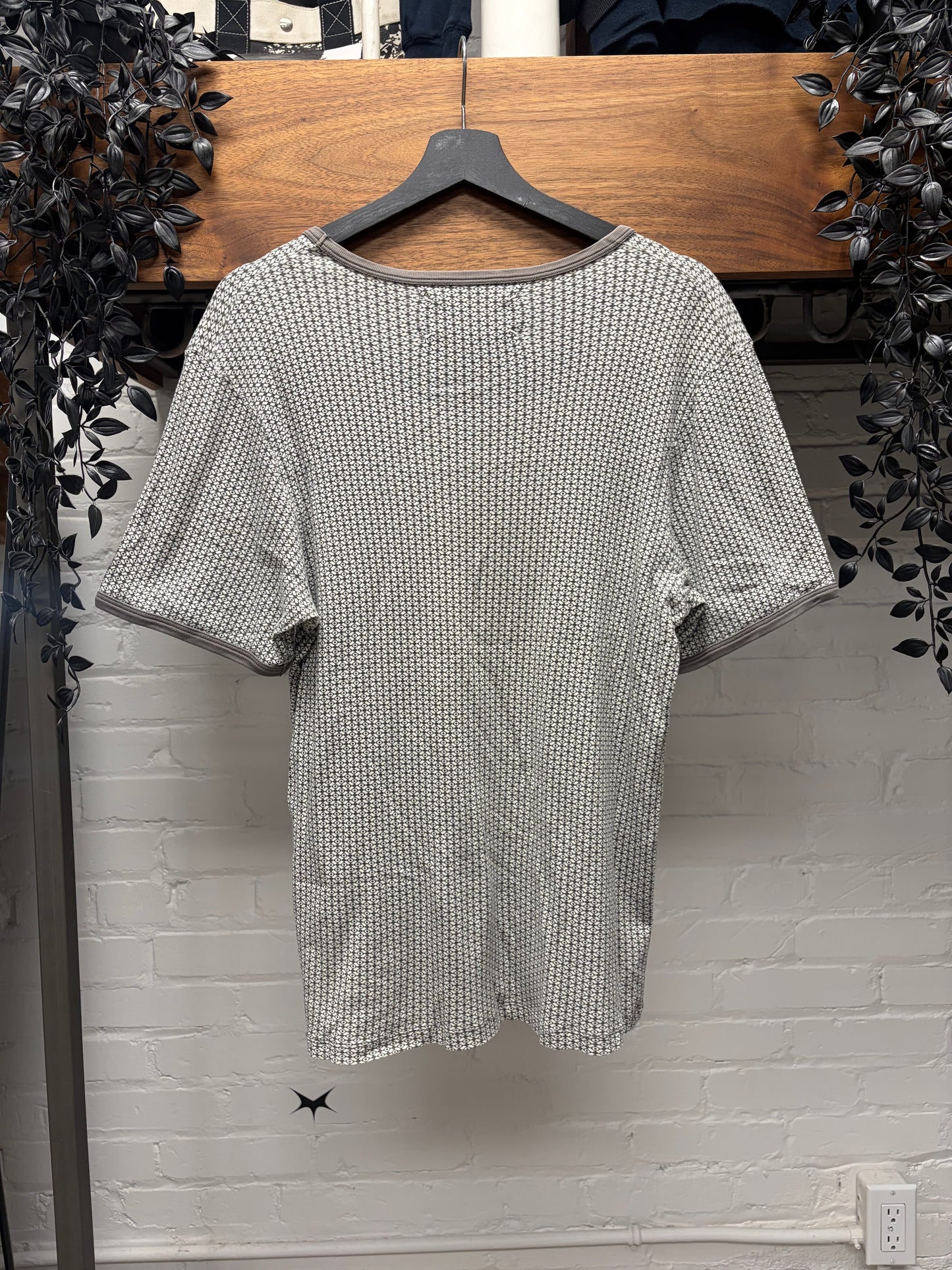 Maison Martin Margiela Full Print Diamond Patterned Brown Cotton T-Shirt