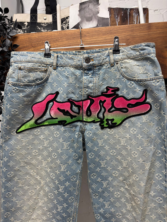 SS2022 Louis Vuitton by Virgil Abloh ‘Graffiti’ Monogram Blue Denim