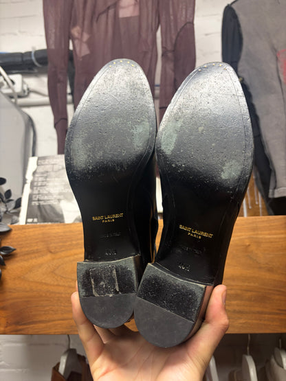Saint Laurent ‘Jodhpur’ Black Belt Wrapped Leather Pointed Toe Chelsea Boots