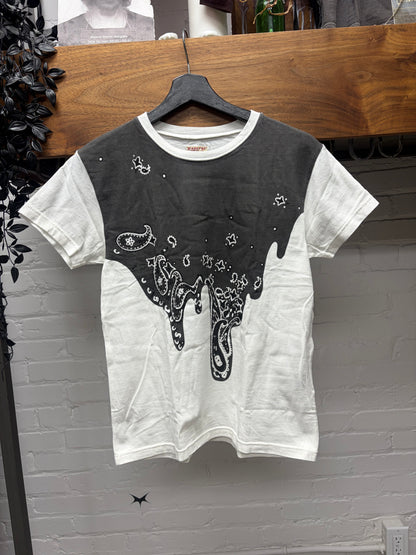 Kapital ‘Paisley Drip’ Black Bandana Print White Graphic T-Shirt