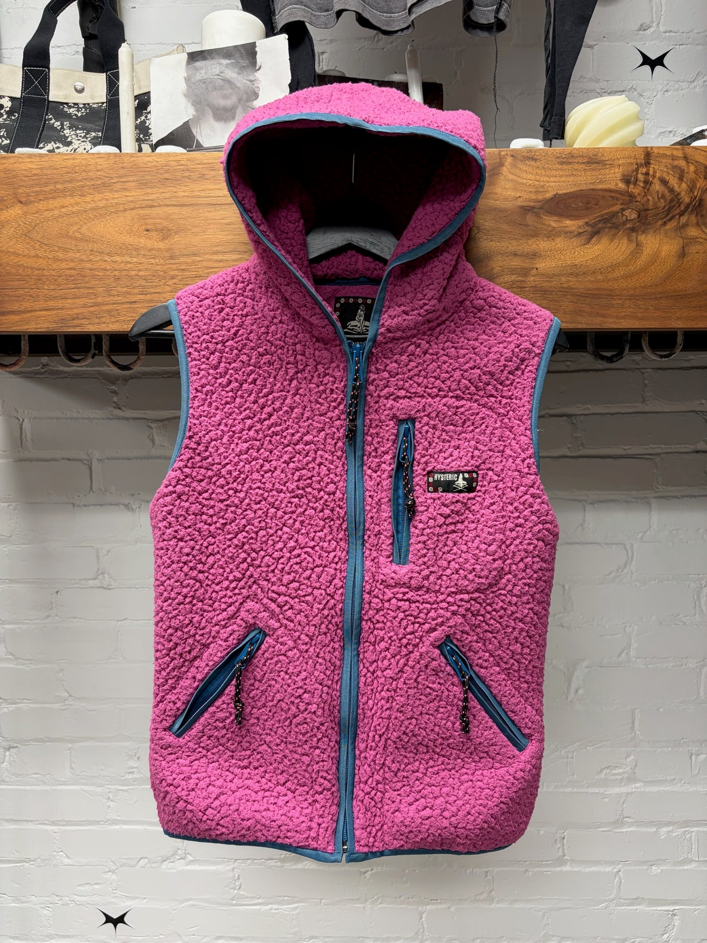 2000s Hysteric Glamour Sleeveless Hooded Zip-Up Fleece