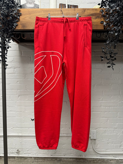 Diesel D-Logo Red/White Drawstring Sweatpants