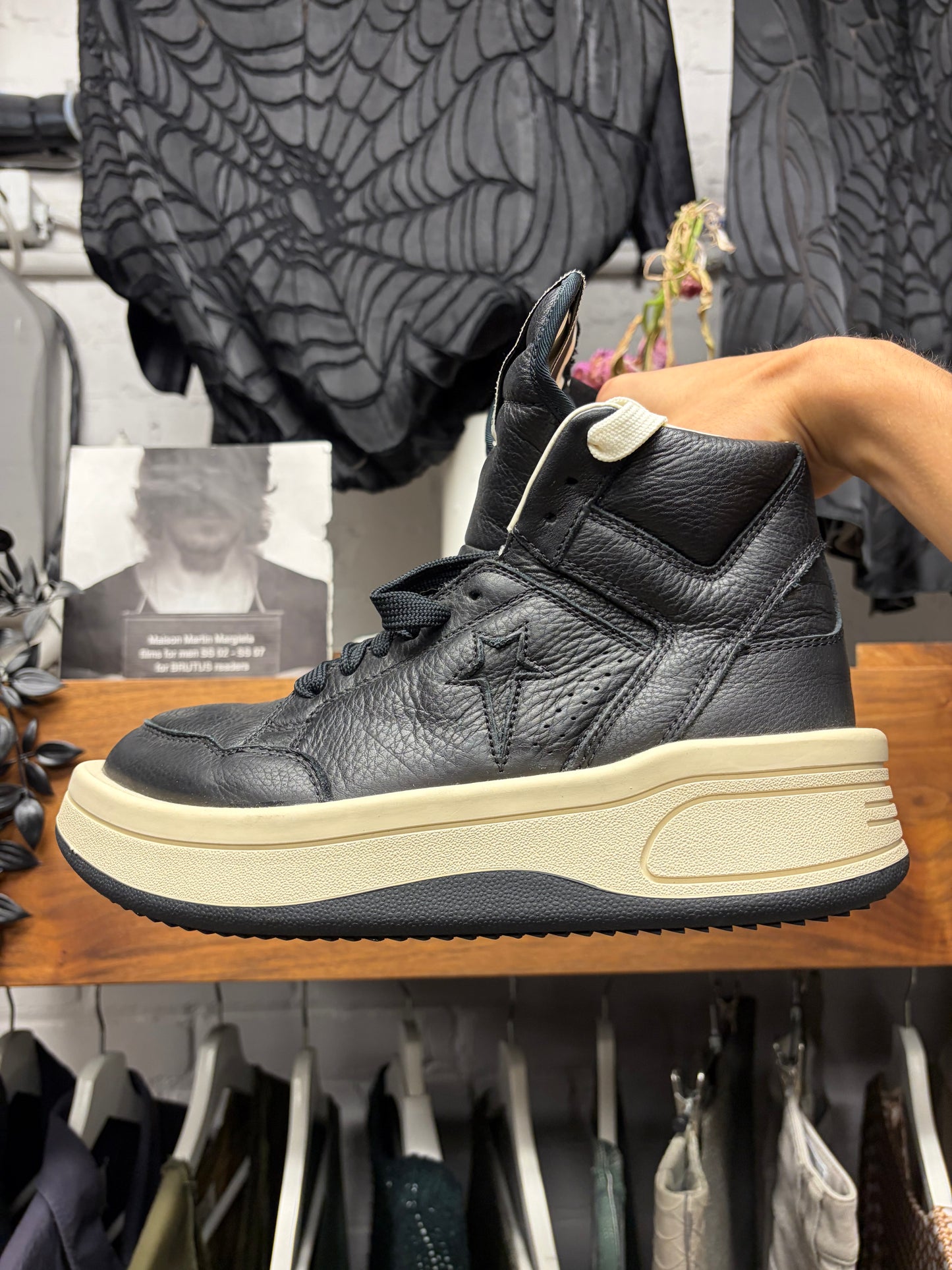 Rick Owens TurboPWN Black/White High Top Sneakers