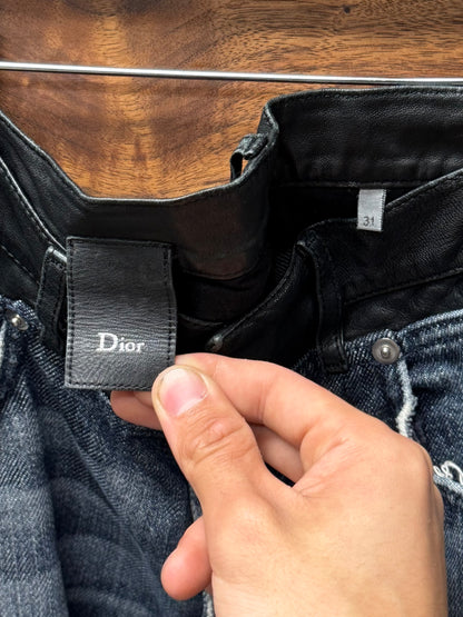 Dior Homme ‘Cummerbund’ Leather Waist Black/Raw Blue Denim