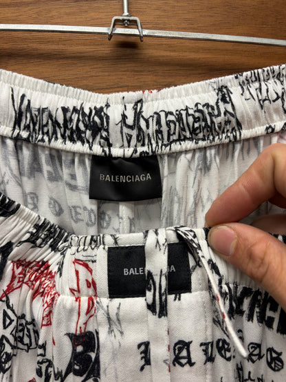 2023 Balenciaga ‘DIY Metal Logo’ White Wide Leg Pyjama Pants