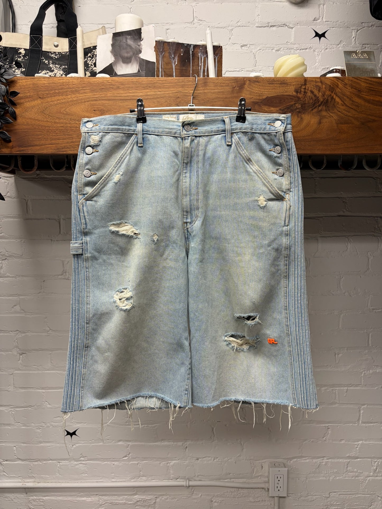 ERL x Levi’s 501 Light Washed Blue Baggy ‘Cutoff’ Denim Shorts