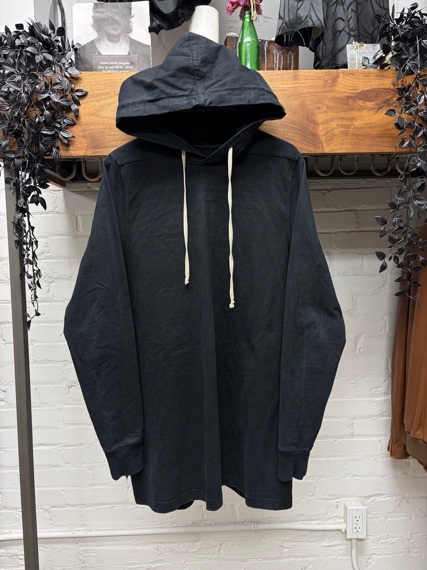 AW2015 Rick Owens ‘Sphinx’ Black Drawstring Cotton Hoodie